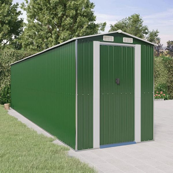 vidaXL Geräteschuppen Grün 192x772x223 cm Verzinkter Stahl, 3147434