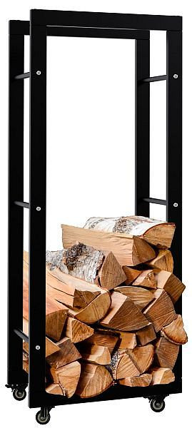 CLP Kaminholzständer Keri mit Rollen 25x40x100 mm, schwarz, 325275