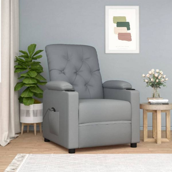 vidaXL Relaxsessel Elektrisch Hellgrau Stoff, Entspannung, 3098839