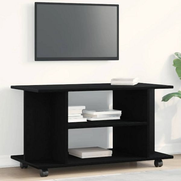 vidaXL TV-Schrank mit Rollen Schwarz Eichen-Optik 80x40x45 cm, 862404
