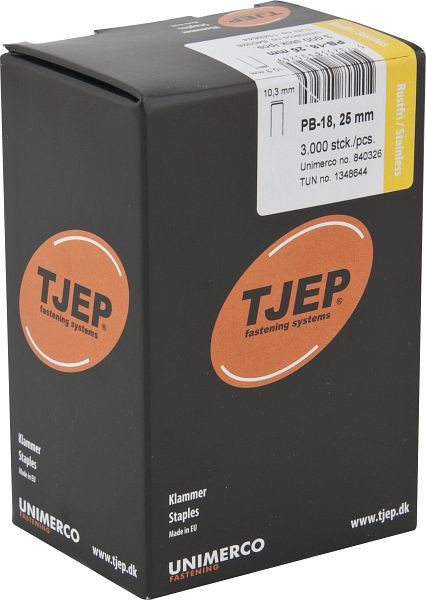 TJEP PB-18 25mm Klammer, Rostfrei 2A, Box 3.000 Stück, Klammern, 840326