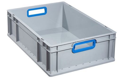 DENIOS classic-line Euro-Stapelbehälter B, blaue Grifföffnungen, PP, 600 x 400 x 170 mm, VE: 5 Stück, 265215