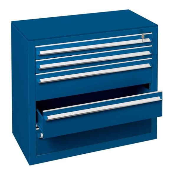 Schulte Schubladenblock 400 x 1000 x 500 mm, K/S RAL 5010 enzianblau/RAL 5010 enzianblau, Schubladen 3 x 100 mm, 36271