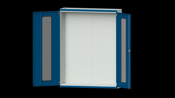ANKE Werkbänke Schwerlastschrank, Modell 300, 1485 x 400 x 1950 mm, Sichtausschnitt aus Plexiglas, RAL 7035/5010, 620.240