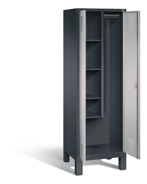 C+P Putzmittel-Spind Evolo, H1850xB610xT500mm, Farbe: Schwarzgrau / Weißaluminium, 48110-00 S10066