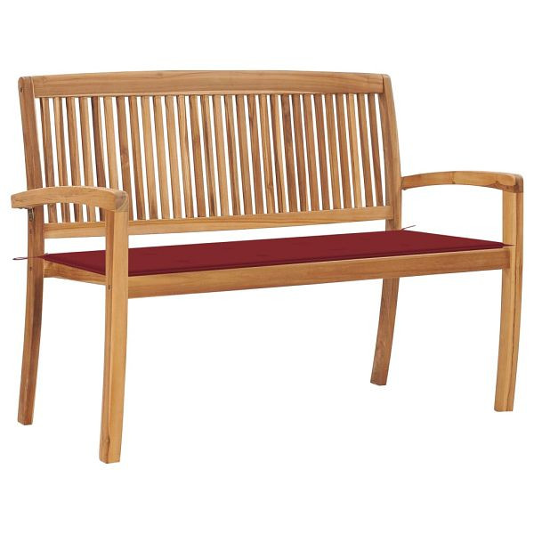 vidaXL Stapelbare Gartenbank mit Auflage 128,5 cm Massivholz Teak, 3063288