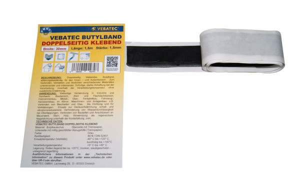 Vebatec Butylband doppelseitig klebend 30mm x 1,5m, 237