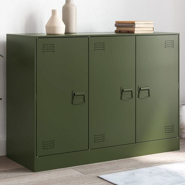 vidaXL Sideboard Olivgrün 99x39x73 cm Stahl, 841725, 8721012426184