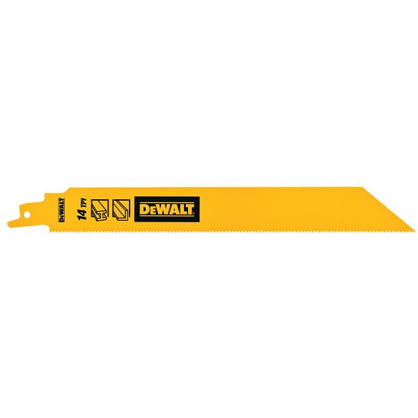 DeWalt Säbelsägeblatt Bi-Metall 1" Heavy Duty für Metall 228mm 14TPI, VE: 5 Stück, DT90387-QZ