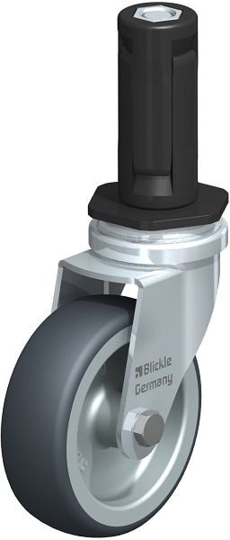 Blickle LRA-TPA 75G-ER03 Apparate-Lenkrolle mit Expander, Thermoplastisches Gummi-Elastomer, Grau, 847171
