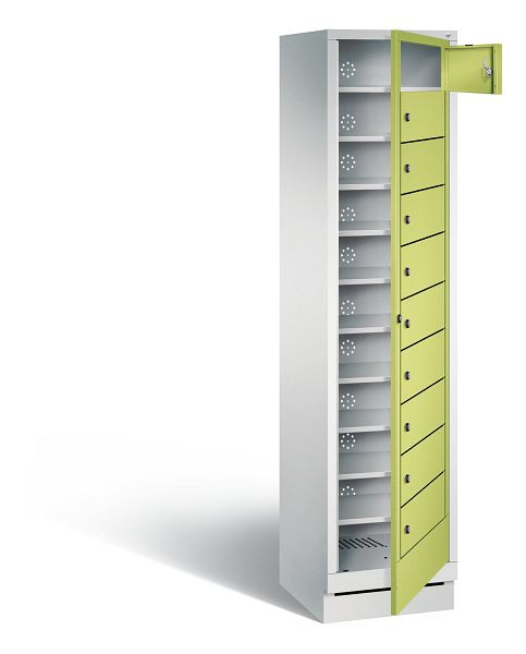 C+P Wäsche-Ausgabeschrank Evolo, H1800xB420xT500mm, Farbe: Lichtgrau / Viridingrün, 48160-110 S10061