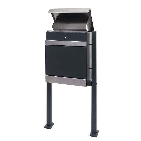 Mendler Paketkasten mit Standfuß HWC-K41, Paketbox Paketstation Standbriefkasten, Metall, Edelstahl verzinkt anthrazit, 92123+92125