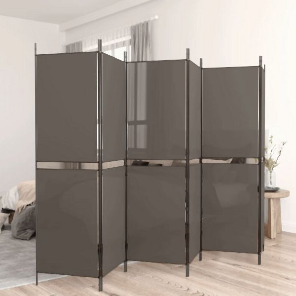 vidaXL 6-teilig Paravent Anthrazit 300x220 cm Stoff, 350256