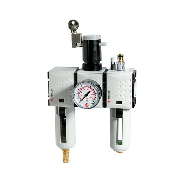 Riegler Wartungseinheit 3-teilig »FUTURA«, PC-Behälter, BG 2, G 3/8, 0,2 - 4 bar, VA, 152645