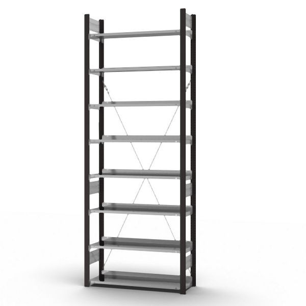 hofe Grundregal, zerlegt, 8 Böden 2700 x 300 x 1000 mm, verzinkt Stützprofile - anthrazitgrau/RAL 7016, HAG27310EX