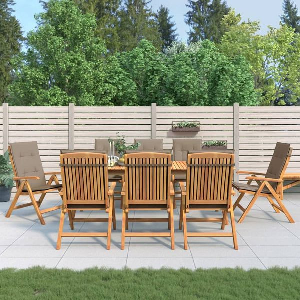 vidaXL Gartenstühle mit Auflagen 8 Stück Massivholz Teak, 3196531