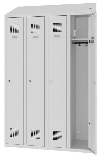 Eurobox Umkleidespind Strom, 4 Abteile, mit Steckdose, 300 mm, ohne Füße, 1000-030401