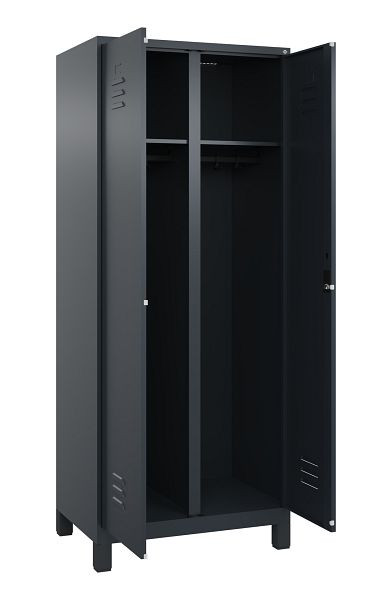 C+P Schwarz-Weiß-Spind Classic PLUS, Füße, 2 Abteile, 1950x800x500mm, 7016/7016, 080012-22 S10027