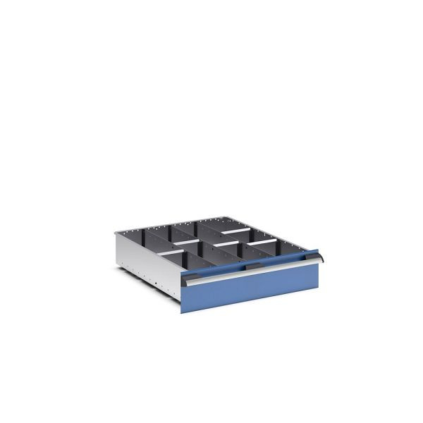 bott cubio Sortiment mit 10 Trennwänden, 3x Trennwand/7x Steckwand, BxTxH: 650x750x127mm, verzinkt, Silber, 43020651.51