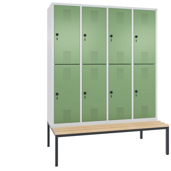 C+P Spind doppelstöckig Evolo, 4 Abteile, H2090xB1590xT810 mm, Grau/Resedagrün, 48350-42 S10055