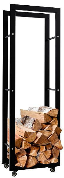 CLP Kaminholzständer Keri mit Rollen 25x40x125 mm, schwarz, 325287