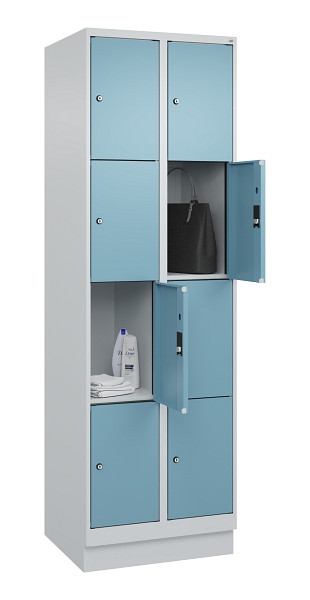 C+P Schließfachschrank Evolo PLUS, mit Sockel, 8 Fächer, 1950x600x500mm, 7035/00, Frontfarbe 2406015 RDS Architekturblau, 049020-204 S10009