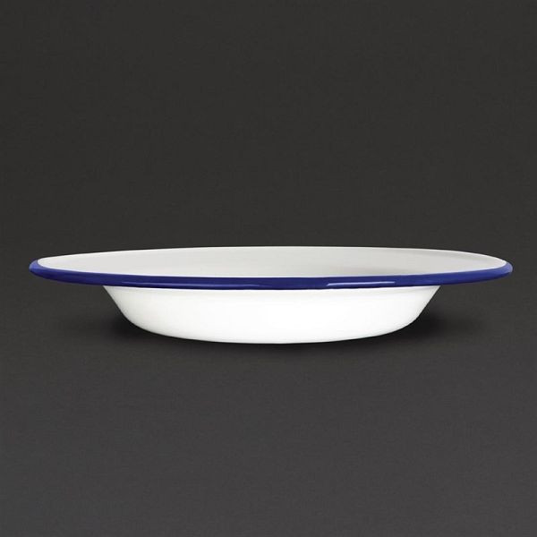 Olympia emaillierte Suppenteller weiß-blau 24,5cm, VE: 6 Stück, GM513