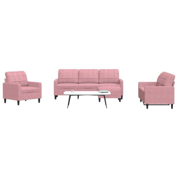 vidaXL 4-teilig Sofagarnitur mit Kissen Rosa Samt, 3278364