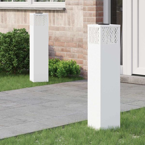 vidaXL Solar LED Weg Licht 2 pcs Weiß Kalt gewalzter Stahl, 879731