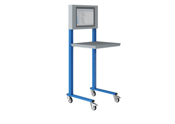 SOFAME PC-Station auf Rollen B700 x T 600 x H 1760mm, Lichtgrau RAL 7035, W040010011GC