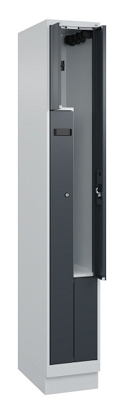 C+P Z-Spind Evolo PLUS, Sockel, 2 Fächer, 1950x300x500mm, 7035/7016, Zylinderschloss, 049023-102 S10040