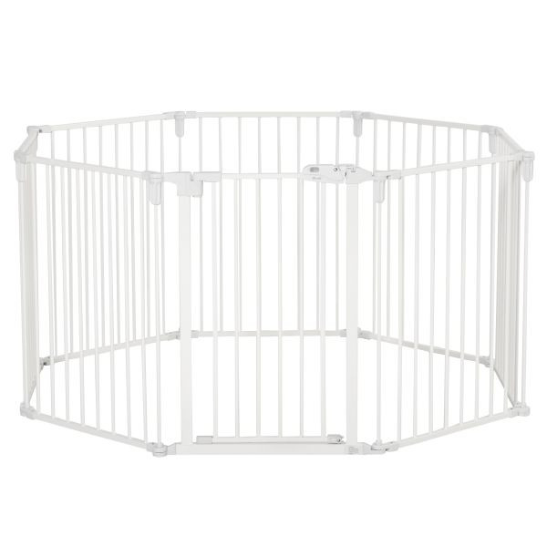 PawHut Welpenauslauf Freigehege für Hund mit Tür klappbar flexible 8 Paneele, D06-128V01WT