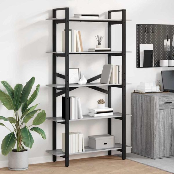vidaXL Bücherregal Graues Sonoma 100 x 33,5 x 178 cm Holzwerkstoff, 883937