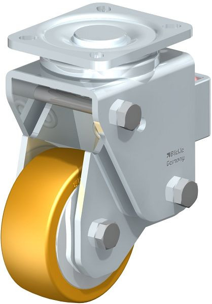 Blickle LHF-ALTH 101K-1-FA Stahlblech-Lenkrolle, Schwerlast-Ausführung, mit Stahlfeder, Blickle Extrathane®, Hellbraun, 605766