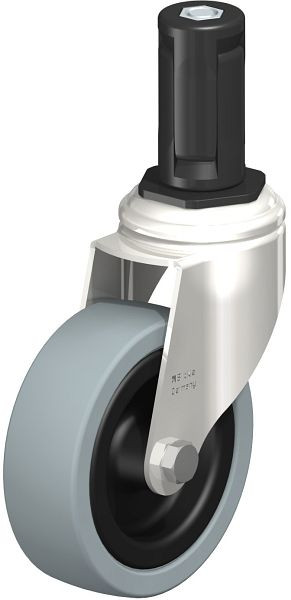 Blickle LKRXA-VPA 101G-11-EXR14 Edelstahl-Apparate-Lenkrolle mit Expander, Vollgummi, Grau, 853267