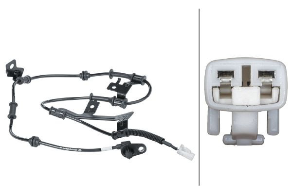 HELLA Sensor, Raddrehzahl, 12V, 2-polig, Vorderachse links, Kabel: 870mm, mit Halter, 6PU 012 679-731