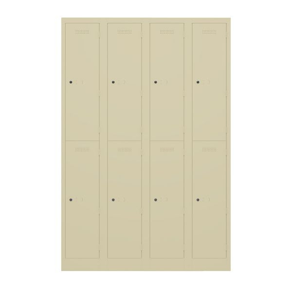 Bisley Garderobenschrank Primary Locker, 4 Abteile, je 2 Fächer, 606 creme, PL3050Q2606