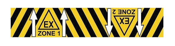 Moravia Bodenmarkierung mit Ex-Druck selbstklebend, Rolle 5 m, B 100 mm, Ex-Zone 1 und 2, 217902