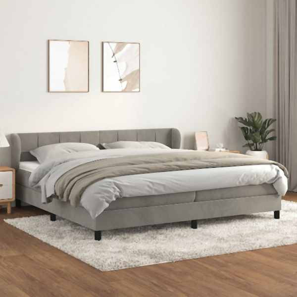 vidaXL Boxspringbett mit Matratze Hellgrau 200x200 cm Samt, 3127511