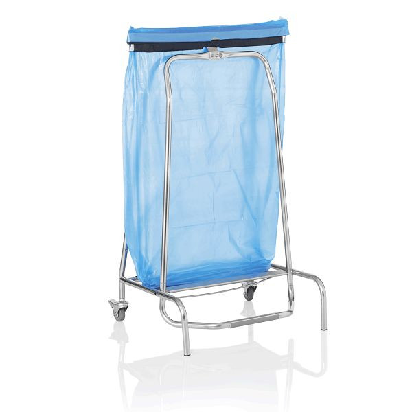 WAS Müllbeutelhalter mit Gummihalterung & Pedal, 95 cm, Edelstahl, 1132950