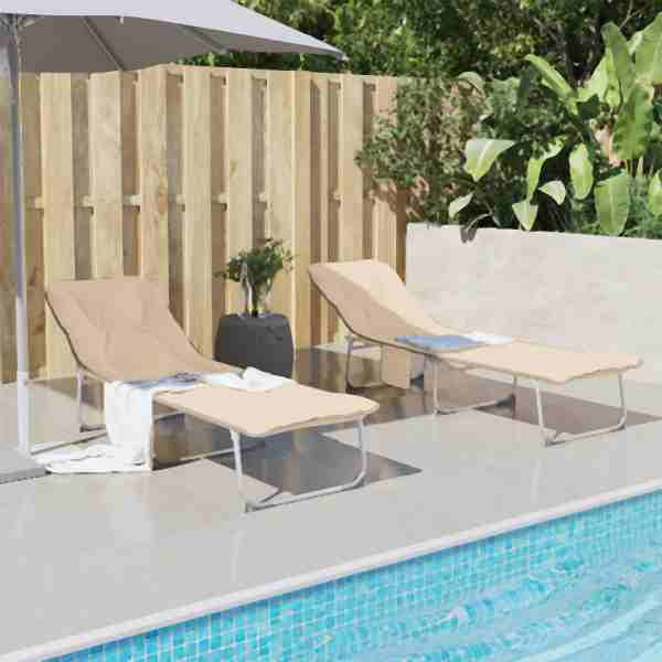 vidaXL Sonnenliege Klappbar Beige Stoff, Polyester, 364194