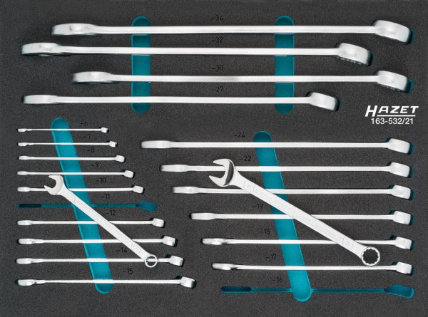 Hazet Ring-Maulschlüssel Satz, 21-teilig, 6 – 34, 163-532/21