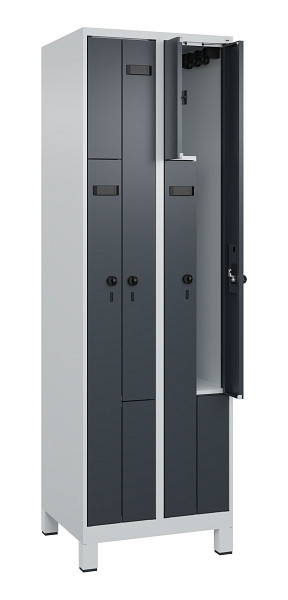 C+P Z-Spind Evolo PLUS, Füße, 4 Fächer, 1950x600x500mm, 7035/7016, Drehriegel, 049013-204 S10010