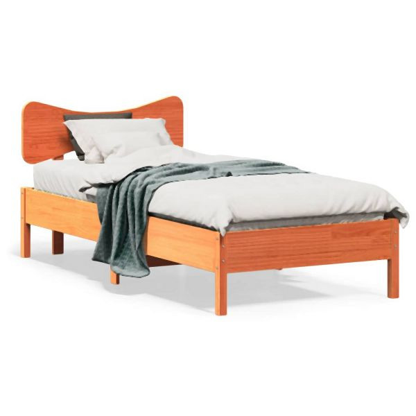 vidaXL Massivholzbett ohne Matratze Wachsbraun 75x190 cm Kiefernholz, 3328258