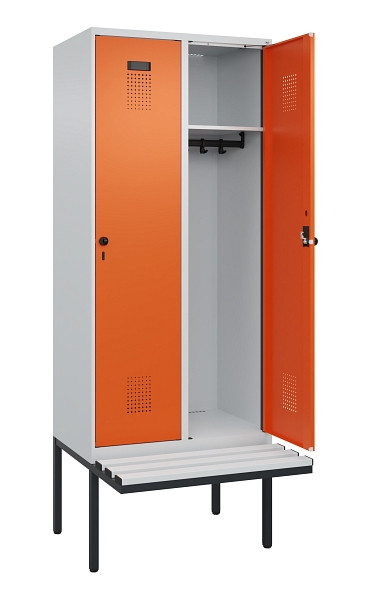 C+P Spind Evolo PLUS, 2 Abteile, 2120x800x815mm, 7035/2004, Haken 4, Drehriegel, Material Sitzfläche Kunststoff, 0490407-22 S10056