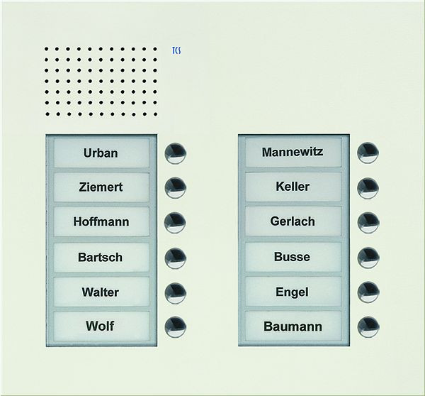 TCS Audio Außenstation Serie PUK 12 Klingeltasten (rechtsbündig), 2-spaltig, UP weiß, PUK12/2-WS