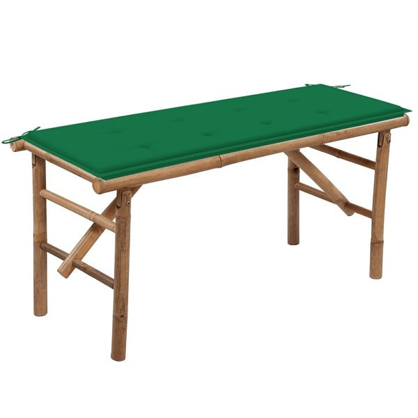 vidaXL Klappbare Gartenbank mit Auflage 118 cm Bambus, 3063854