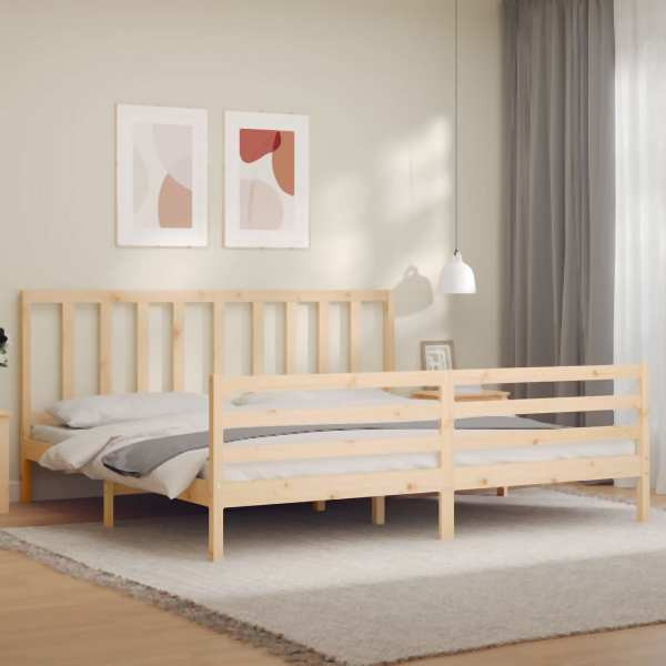 vidaXL Massivholzbett mit Kopfteil 200x200 cm, 3193876, 8720845990466