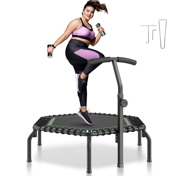 VEVOR Mini-Fitness-Trampolin Erwachsene Indoor-Trainings-Rebounder Griff, 1384mm, LJXJSBCDBSBKULJUNV0