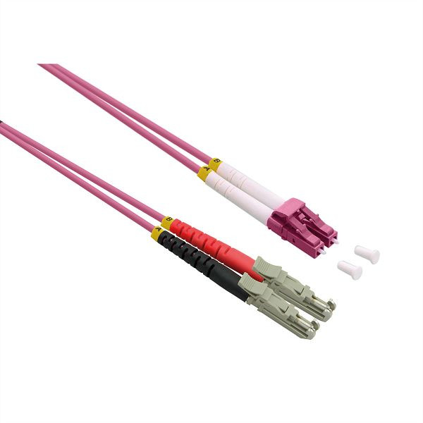ROLINE LWL-Kabel duplex 50/125µm OM4, LSH/LC, LSOH, violett, 7,5 m, 21.15.9476